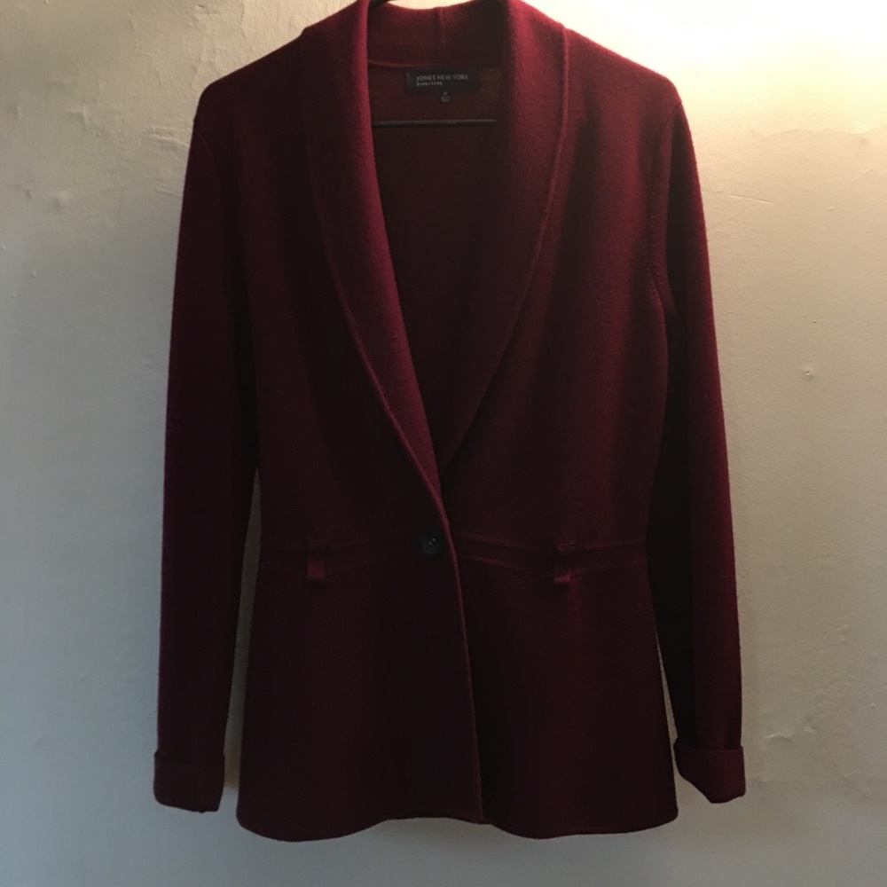 Jones New York Burgundy Cardigan Sweater Size Med